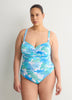 Shirred Bandeau Underwire One-Piece Swim Suit - Bleu by Rod Beattie