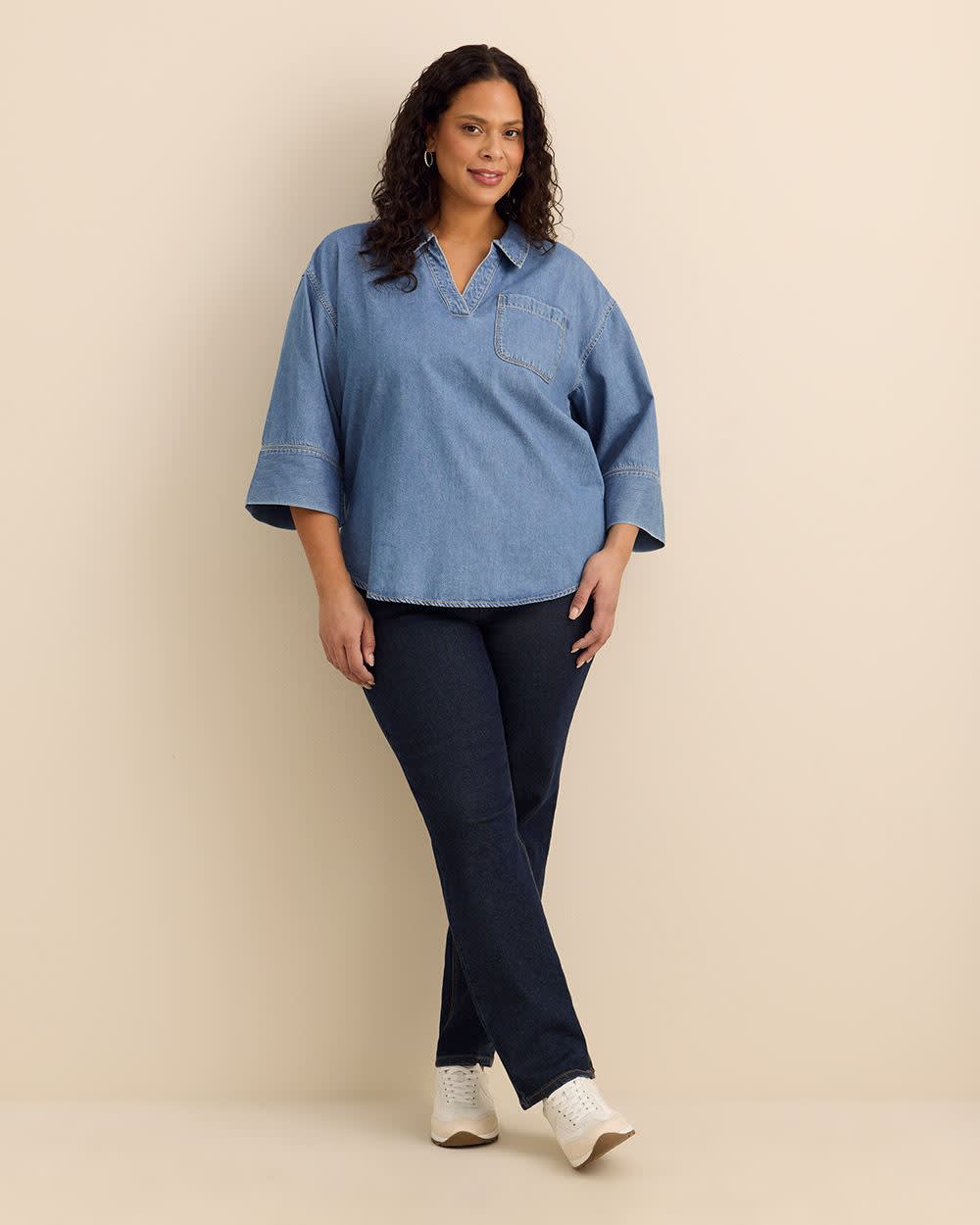 Denim Pull Over Blouse