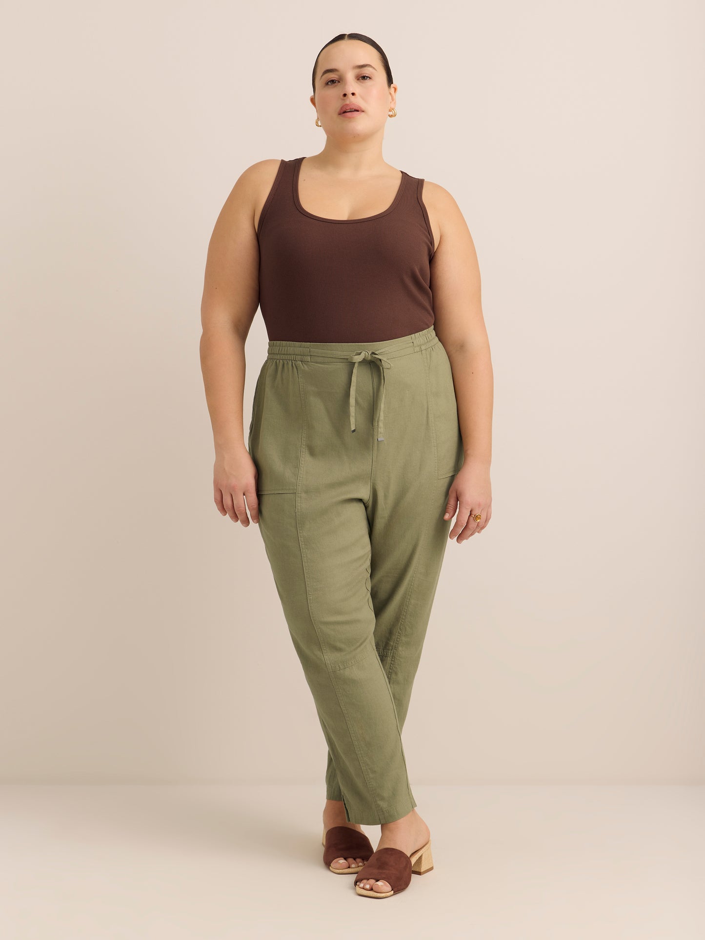 Linen Blend Tapered-Leg Pant