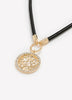Short Black Corded Necklace with Hammered Charm Pendant