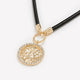 Short Black Corded Necklace with Hammered Charm Pendant