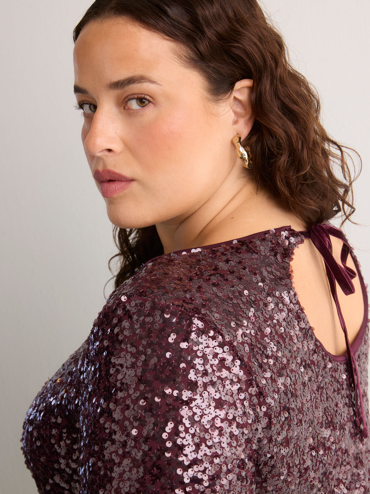 Short Boat-Neck Sequin Dress