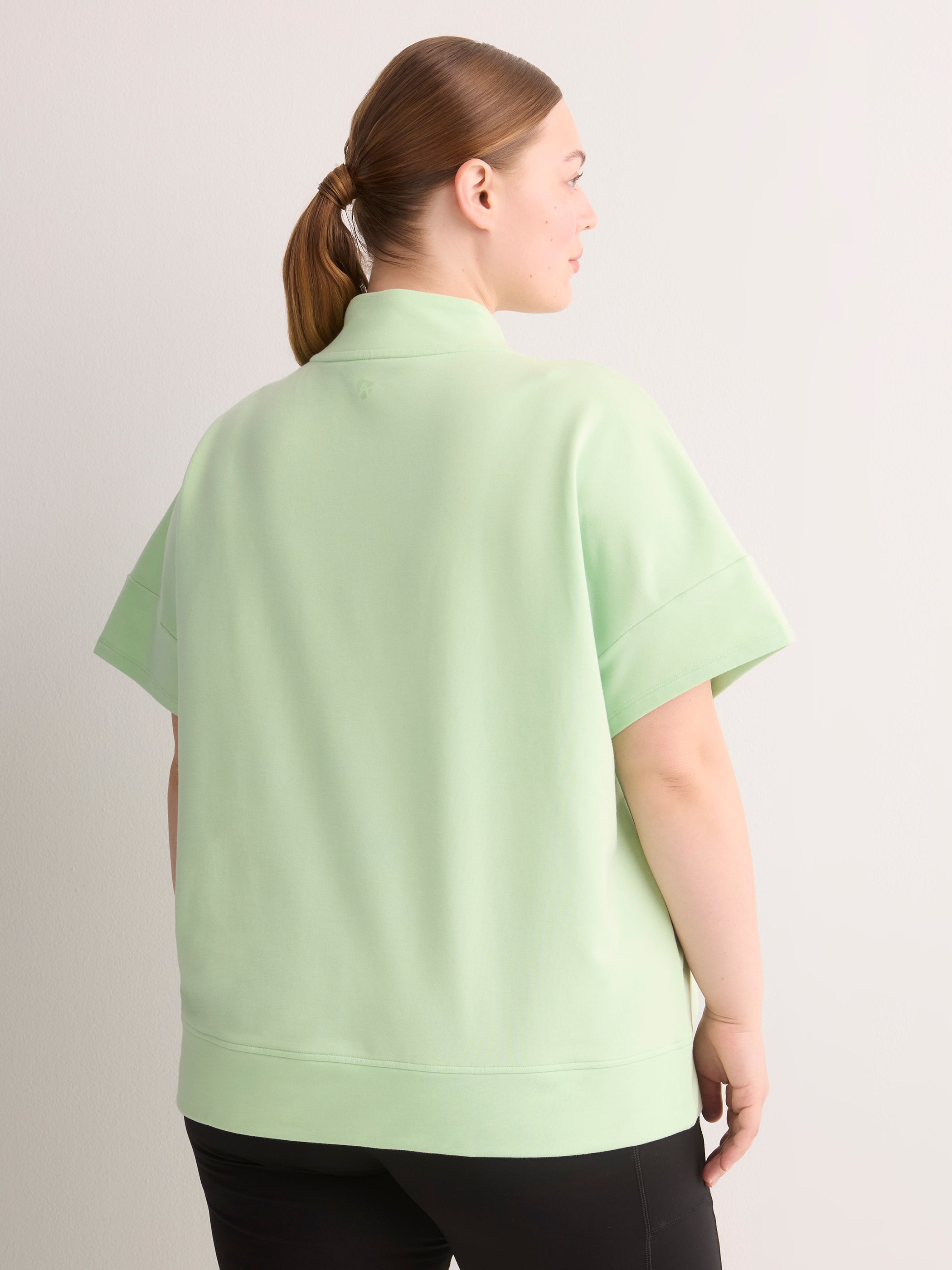 Active Zone French Terry Half-Zip Cap-Sleeve Plus Size Sweatshirt