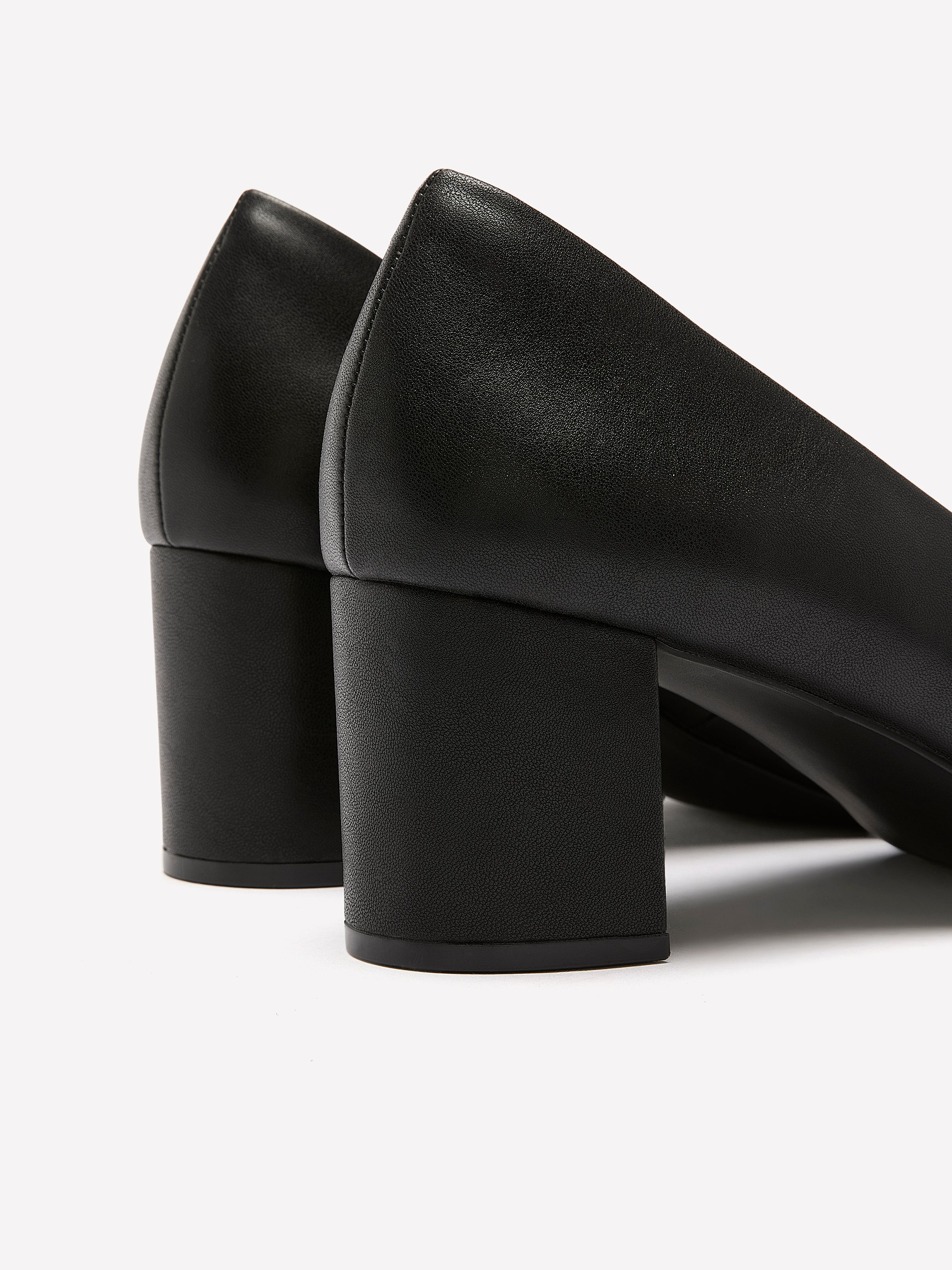 Wide Width, Josephine Black Faux Leather High Block Heel Shoe