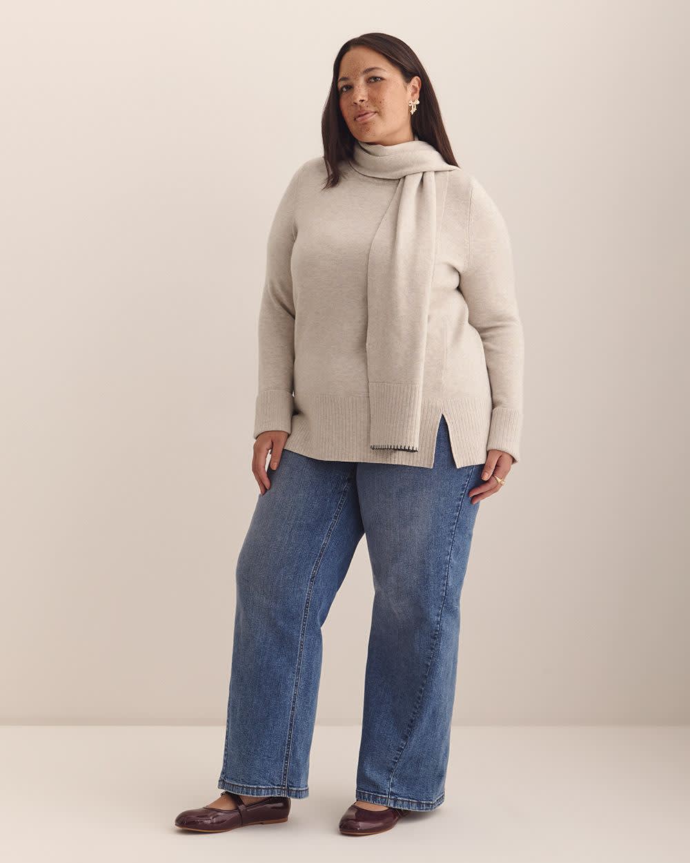 Pull avec foulard, tissu responsable - Addition Elle