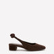 Extra Wide Width, Brown Leather Slingback Low Block Heel Shoe