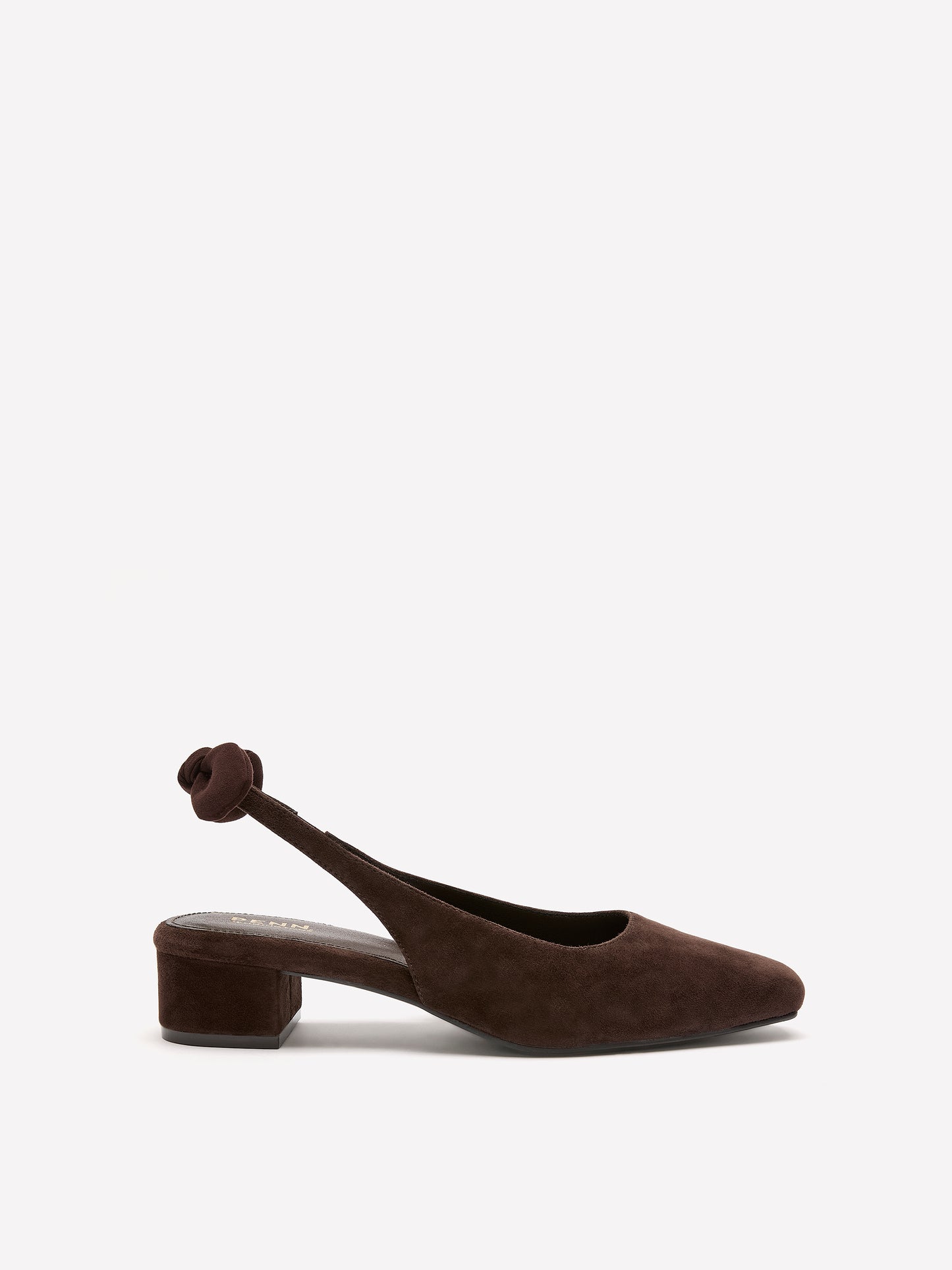 Extra Wide Width, Brown Leather Slingback Low Block Heel Shoe