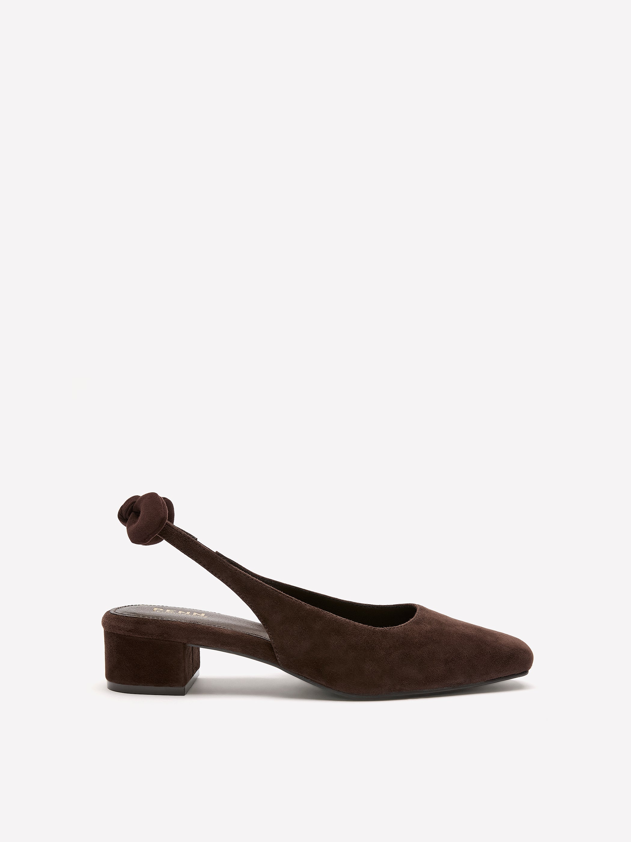 Extra Wide Width, Brown Leather Slingback Low Block Heel Shoe
