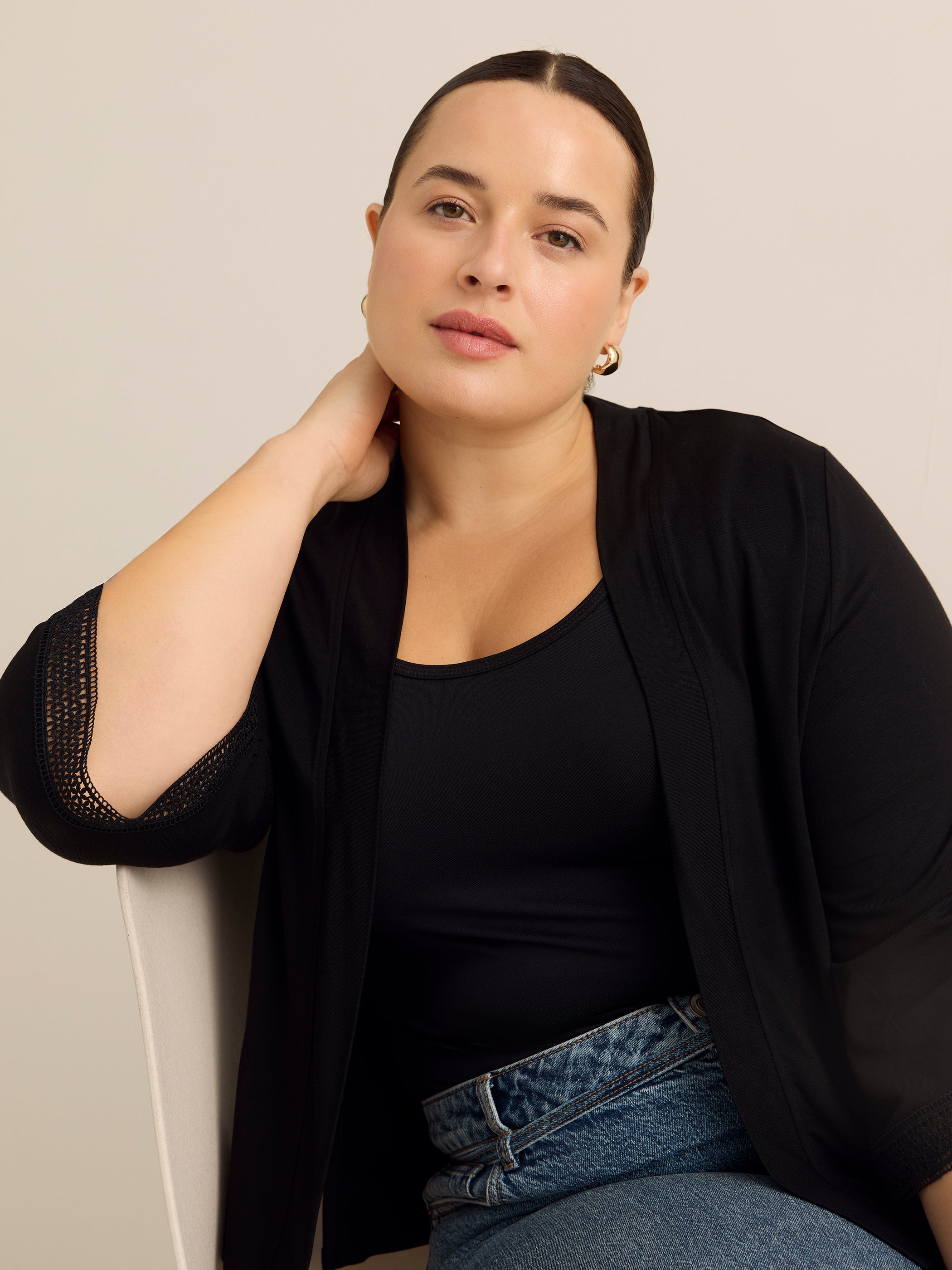 Responsible, Open Front 3/4 Sleeve Cardigan