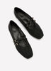 Wide Width, Black Crista Mesh Double Buckle Flat Shoe - Naturalizer