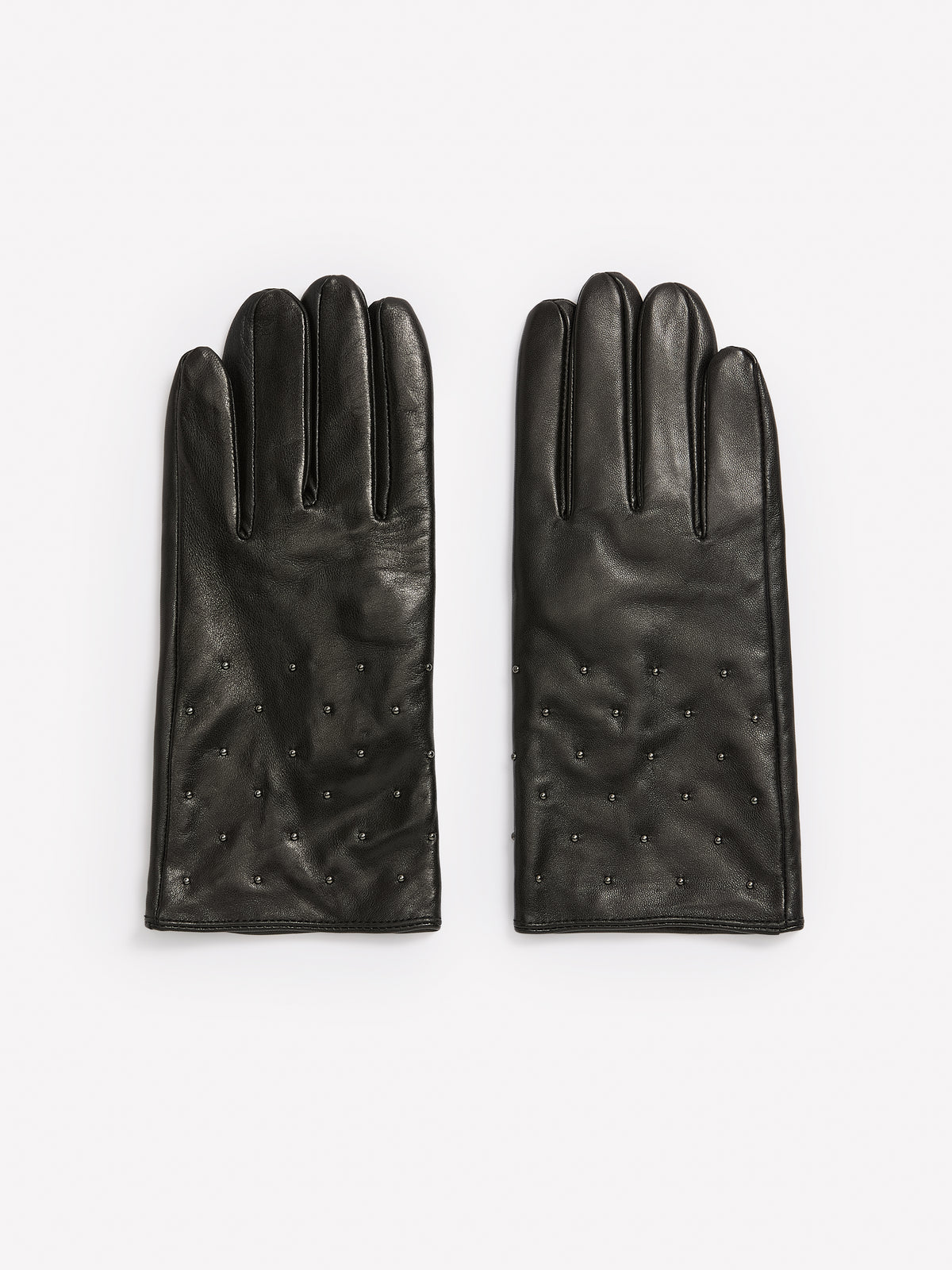 Black Studded Leather Gloves