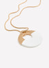 Long Matte Golden Necklace with Round Straw Pendant