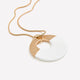 Long Matte Golden Necklace with Round Straw Pendant