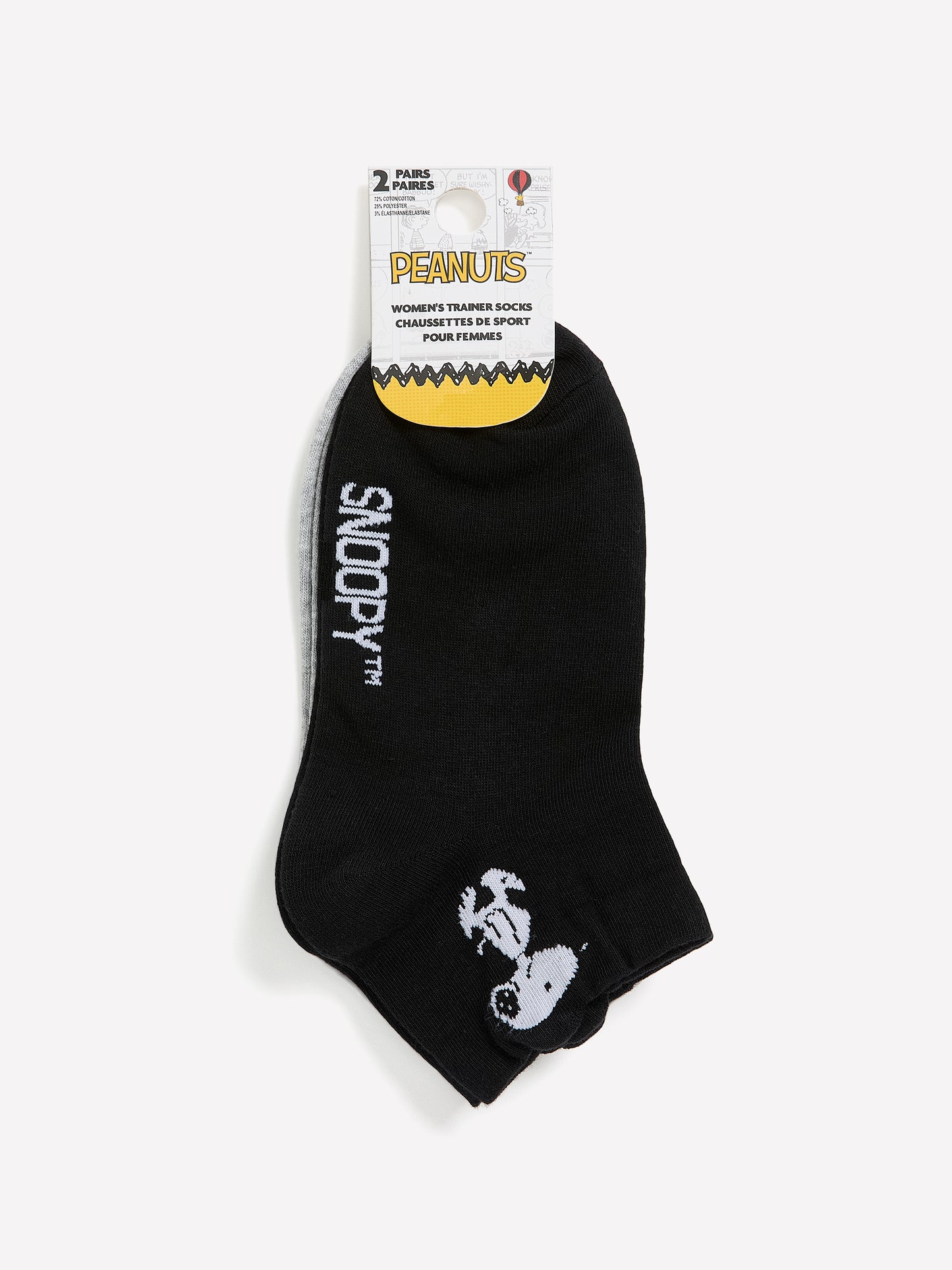 Chaussettes courtes de Snoopy, sous license, ens. de 2
