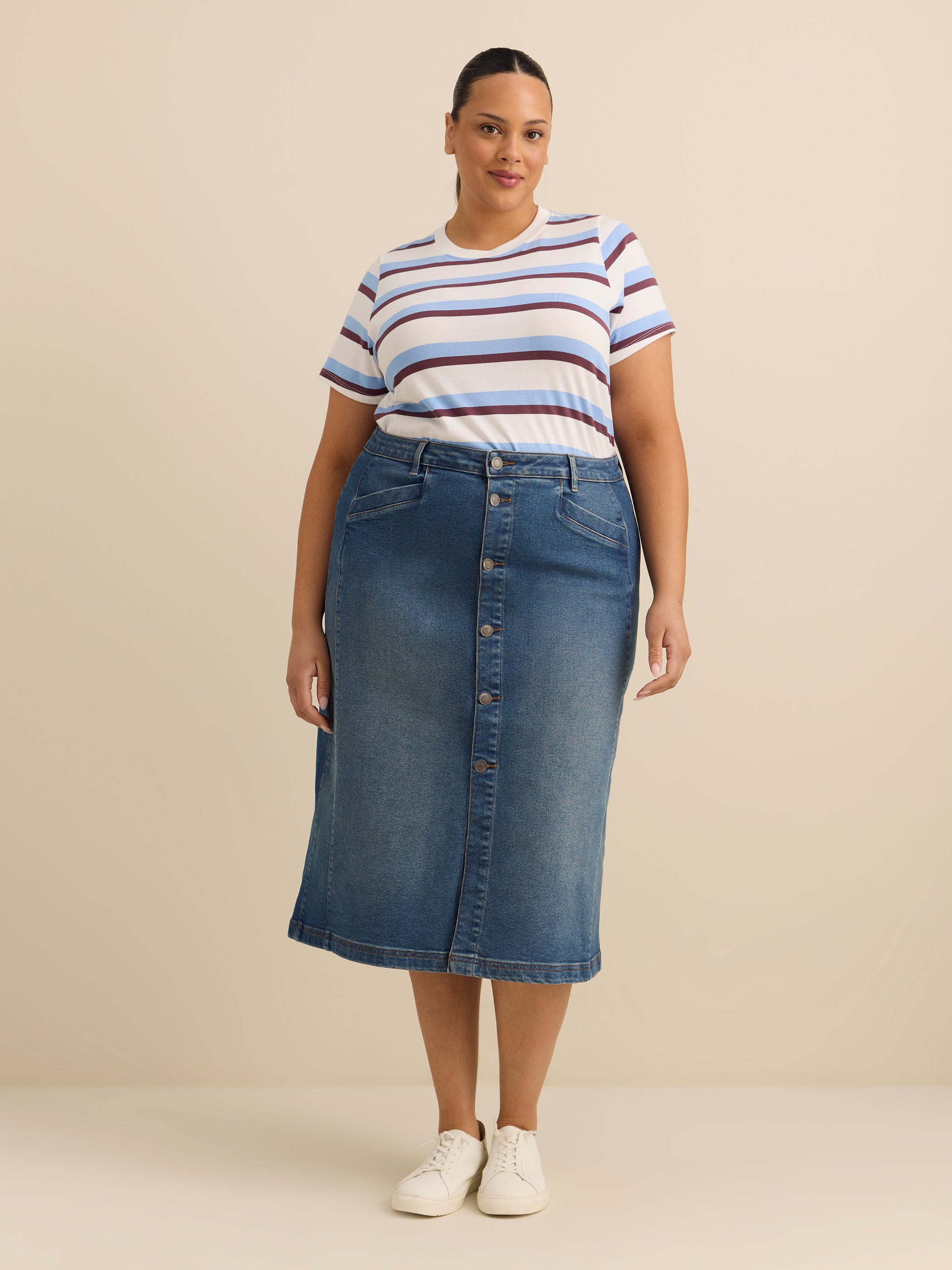 Jupe midi en denim avec boutons avant - d/C Jeans