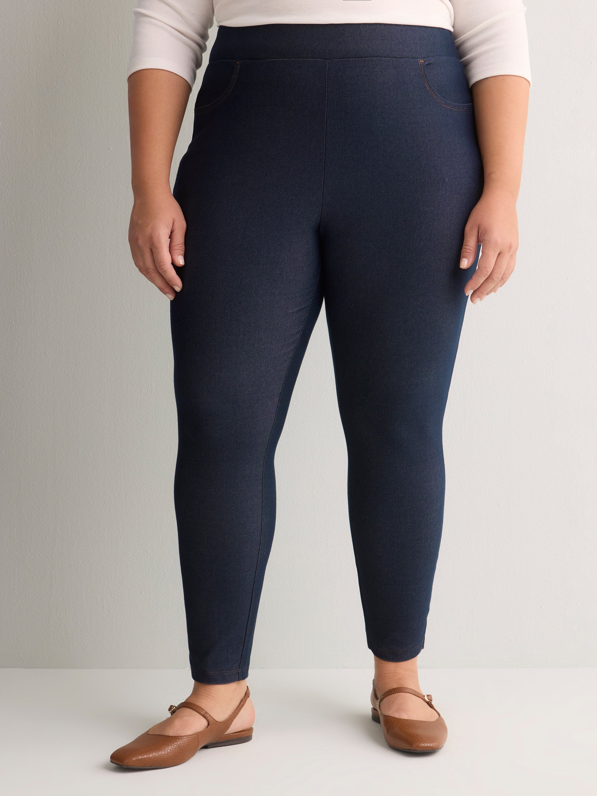 Medium Blue Denim Legging with Side Slits