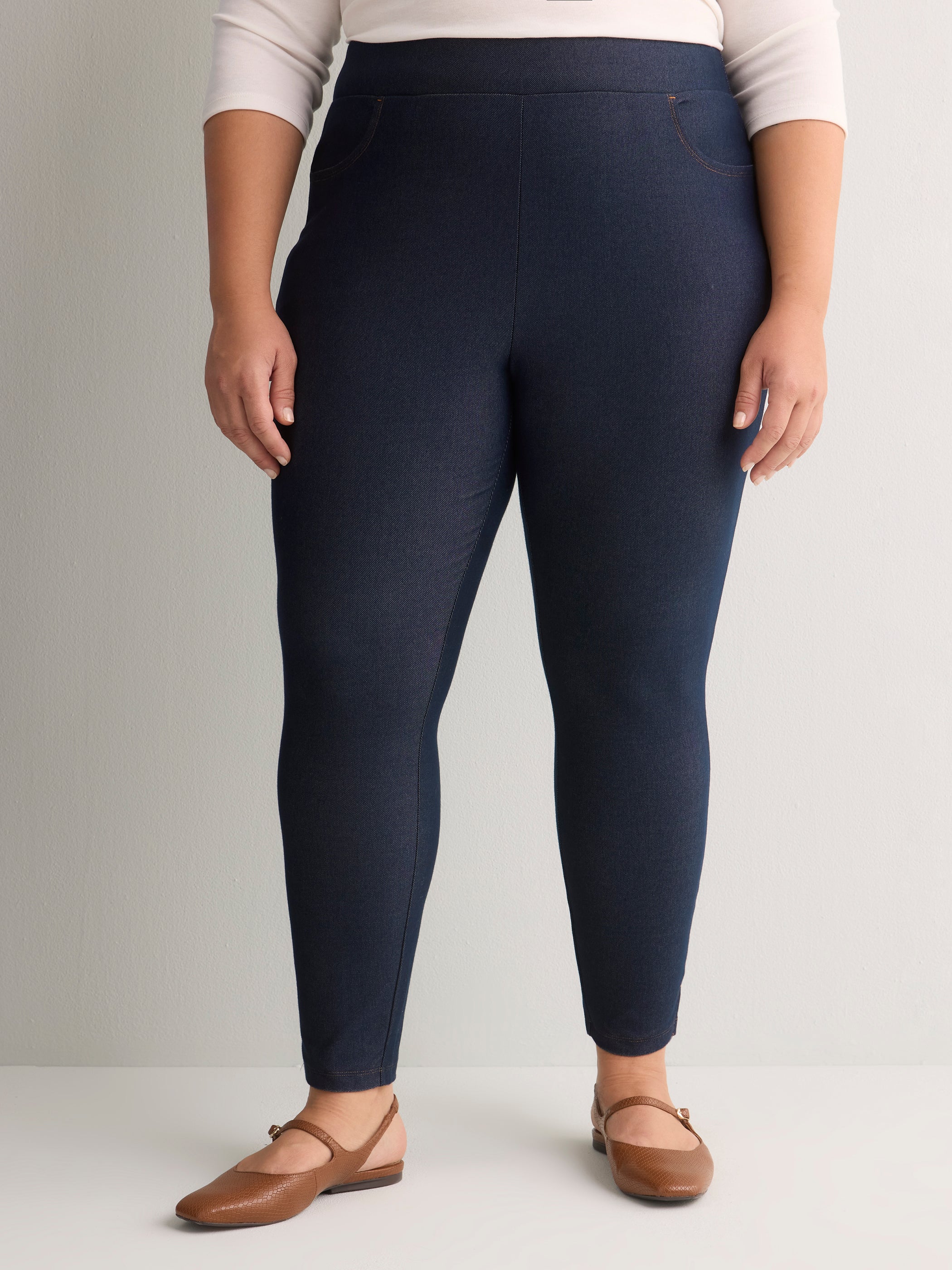 Medium Blue Denim Legging with Side Slits