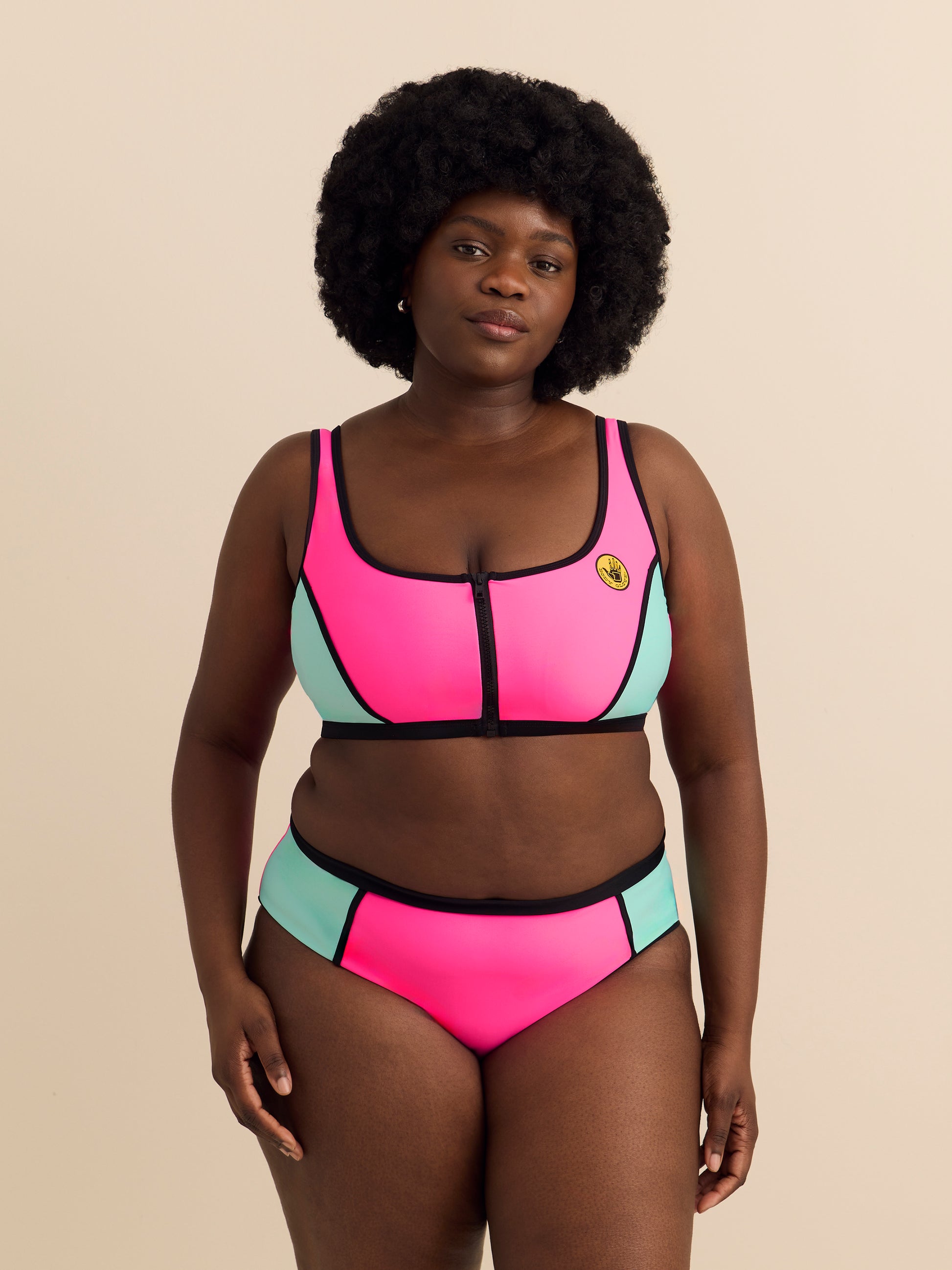 Neon Zippered-Front Crop Swim Top - Body Glove