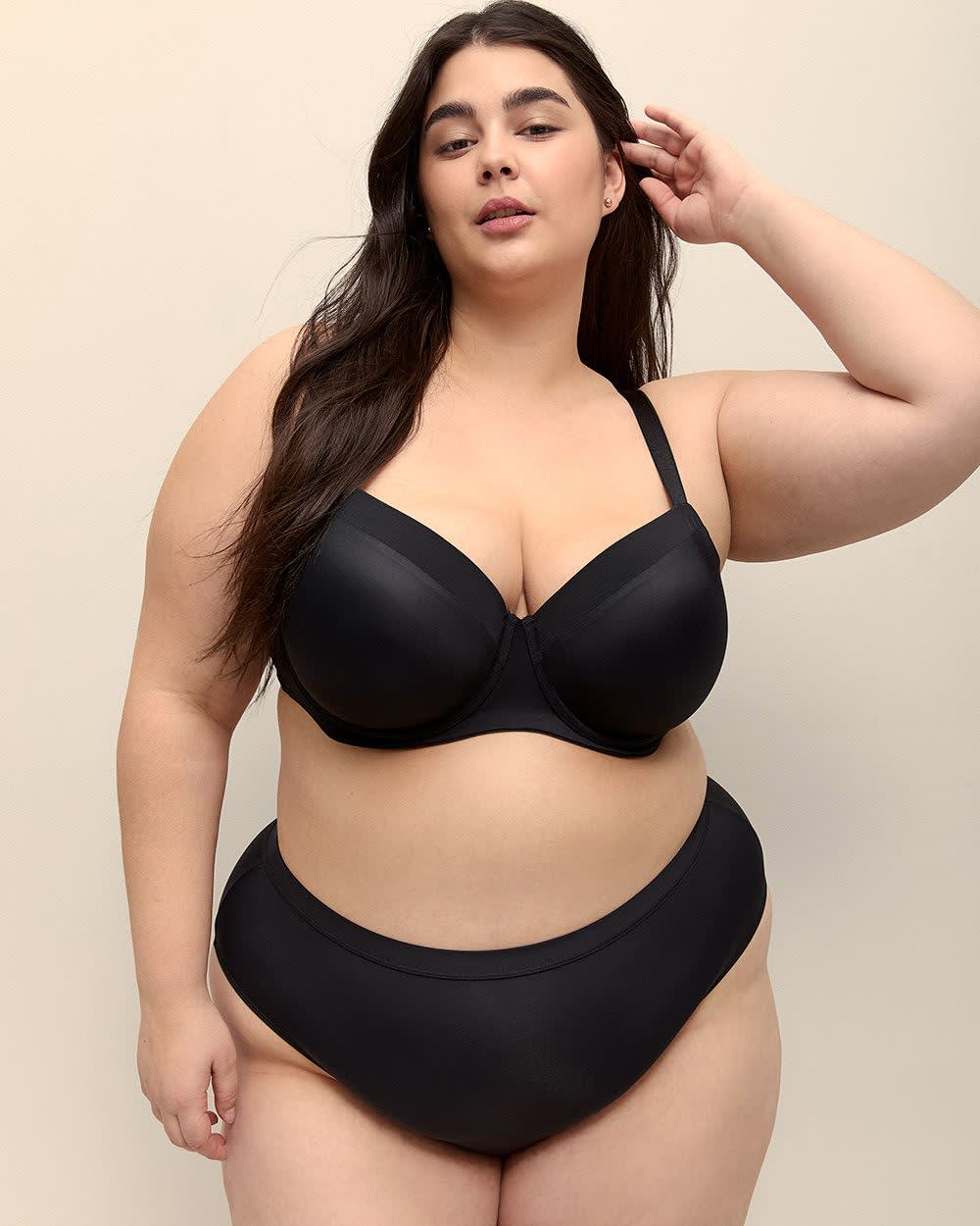 Underwire Padded Balconette Bra with Mesh Trim - Déesse Collection