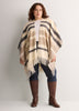 Colourblock Woven Cape with Fringes