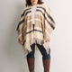 Colourblock Woven Cape with Fringes