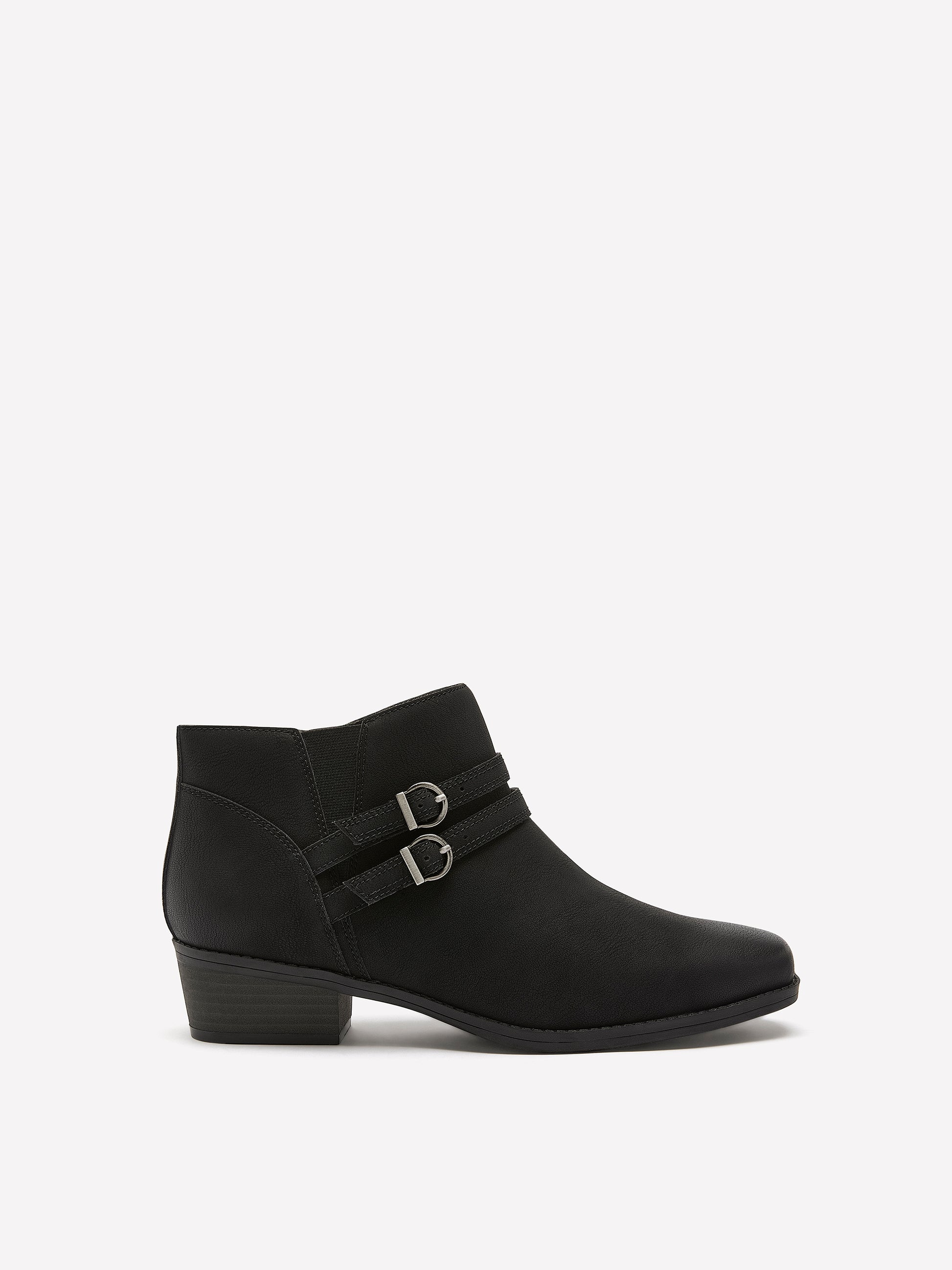 Wide Width, Danyelle Cali Black Leather Mid-Heel Bootie - Clarks