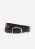 Reversible Faux Leather Denim Belt with D-Shaped Buckle