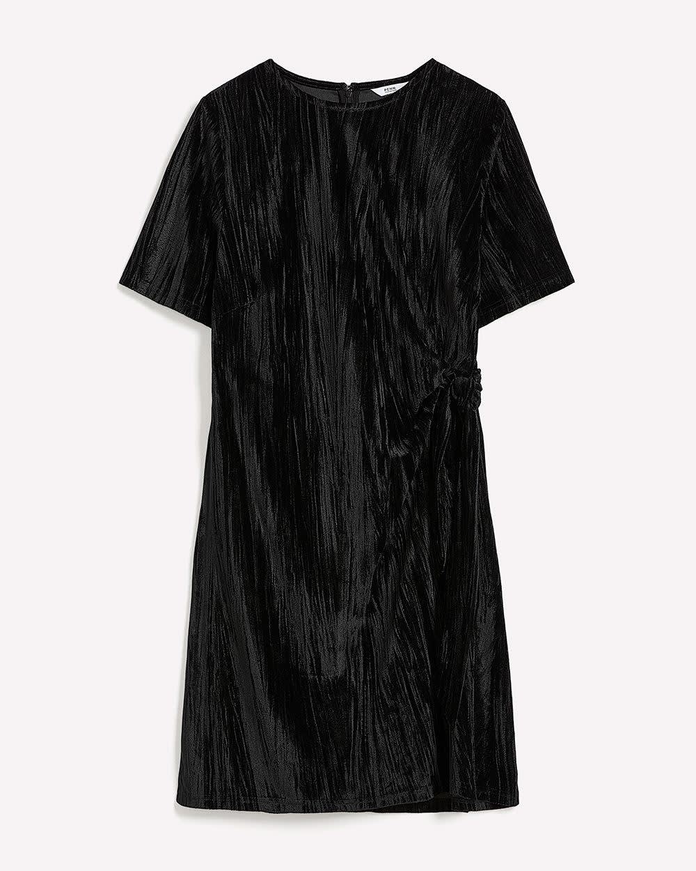 Velvet T-Shirt Dress with Side Knot