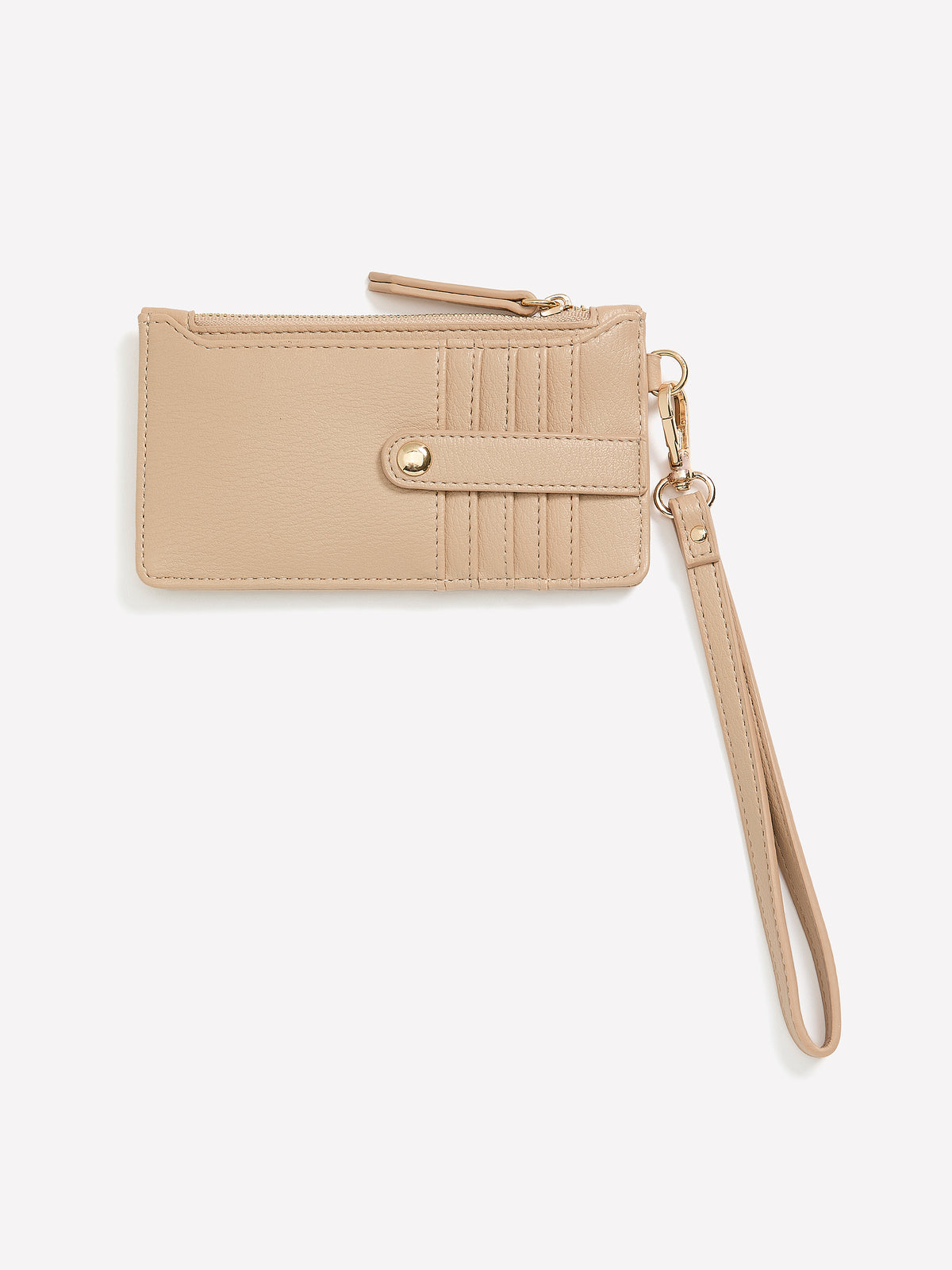 Beige Wrislet Wallet with Embroidered Dog