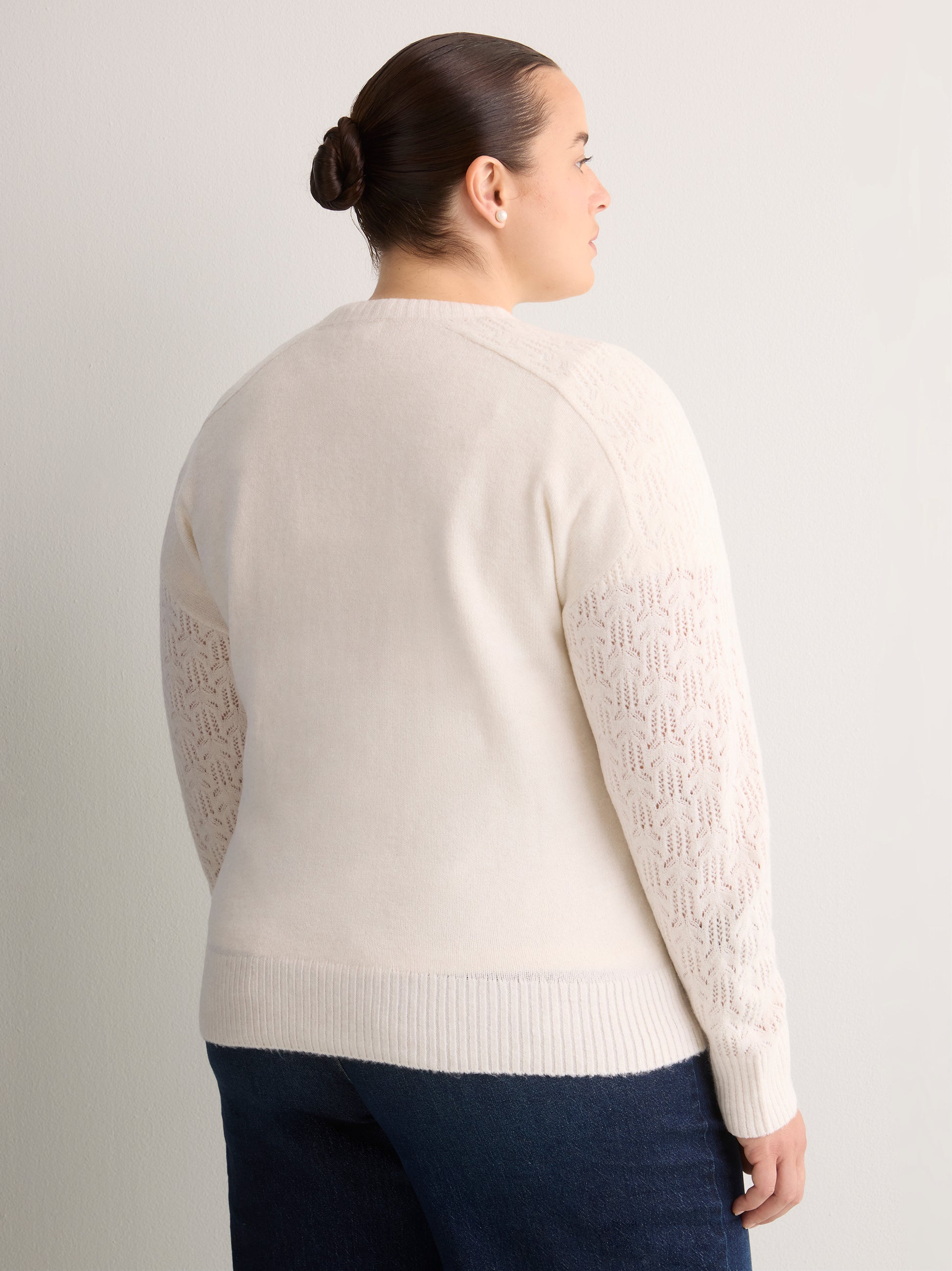 Loose Pointelle Knit Sweater Cardigan