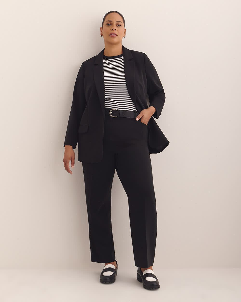 Black Straight-Leg City Pant