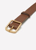 Faux-Leather Denim Belt with Square Metallic Buckle