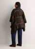Brown Puffer Neck Cape with Belt and Zipper