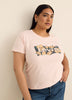 T-shirt à col rond rose avec logo ailé fleuri - Levi's