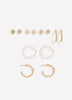 Assorted Pearl Hoop and Stud Earrings, Set of 6
