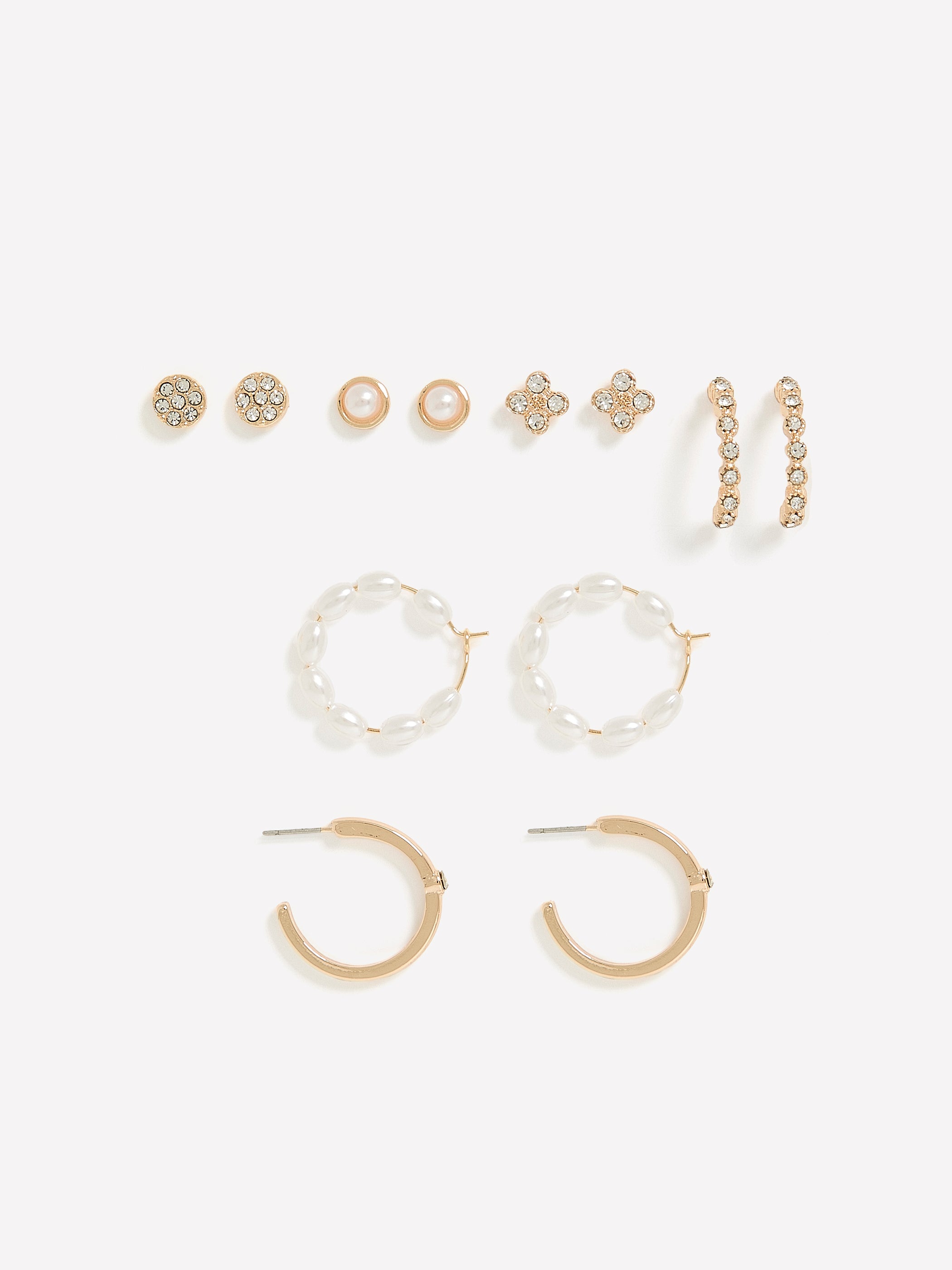 Assorted Pearl Hoop and Stud Earrings, Set of 6