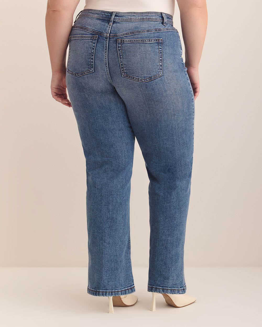 Pantalon en denim à  jambe ultra large avec couture avancée- Addition Elle