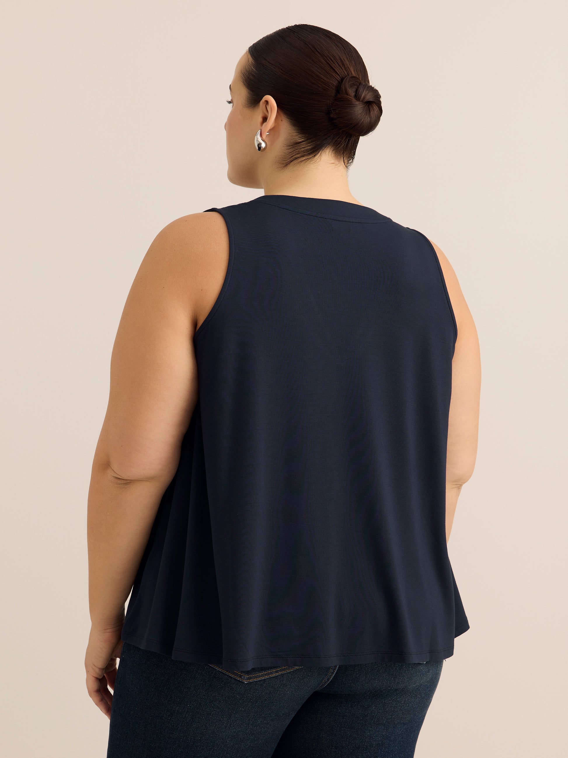 Sleeveless V-Neck Swing Top
