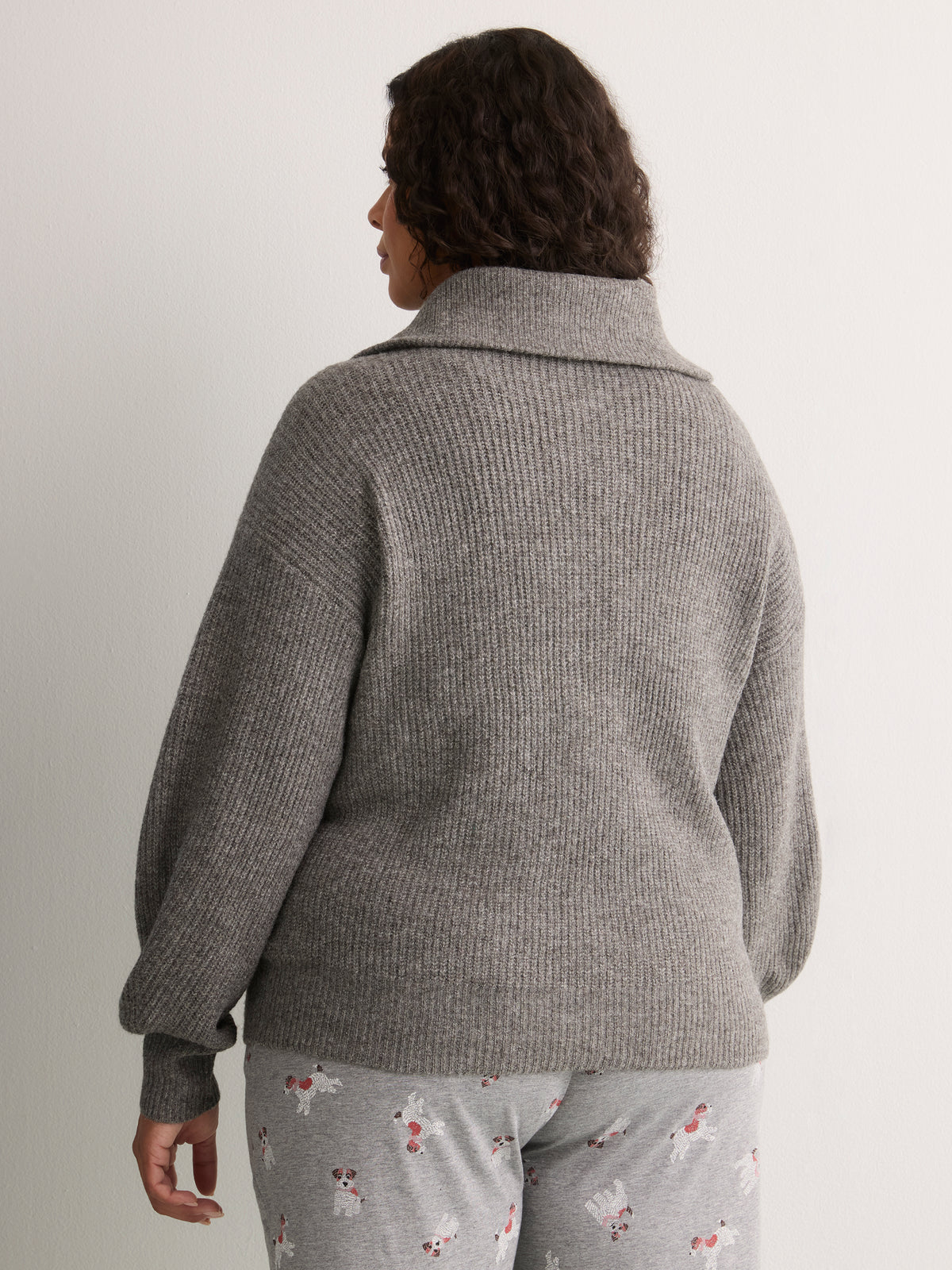 Loose-Fit Half-Zip Shaker Knit Sweater