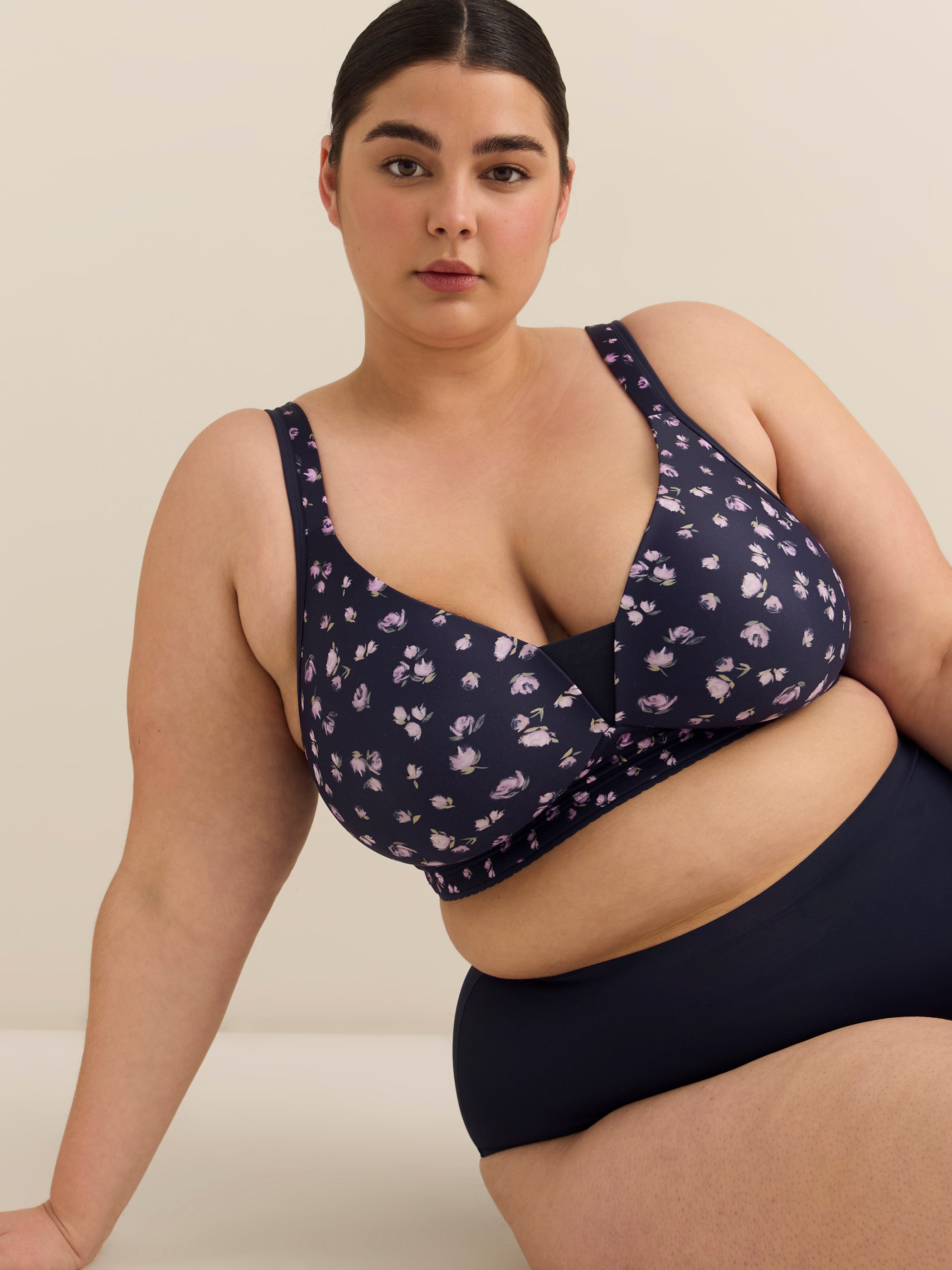 Wireless Padded T-Shirt Bra, Rose Print - ti Voglio