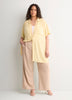 Loose-Fit Short-Sleeve Crinkle Buttoned-Down Tunic
