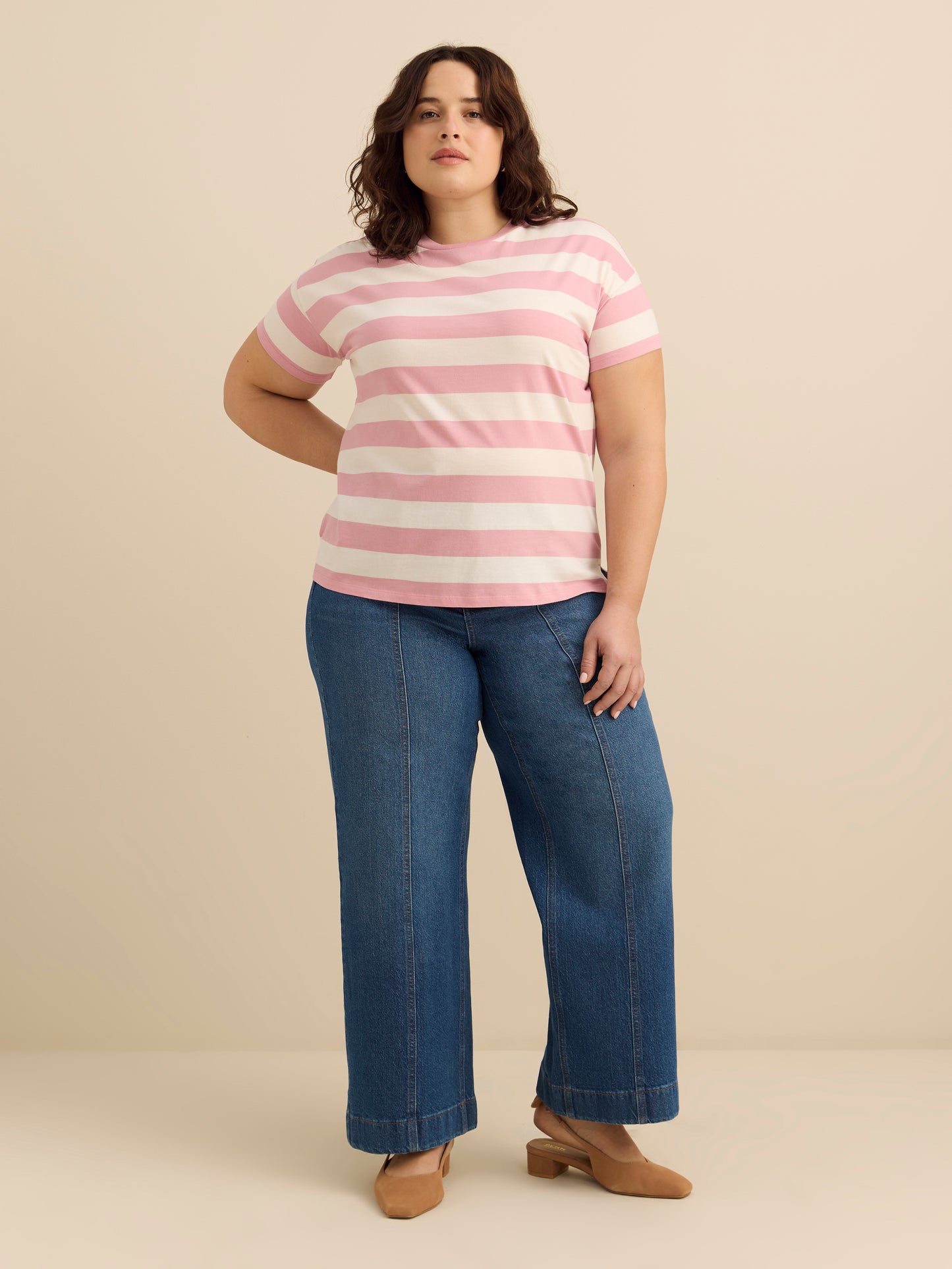 Striped Boxy-Fit Short-Sleeve Crew-Neck T-Shirt