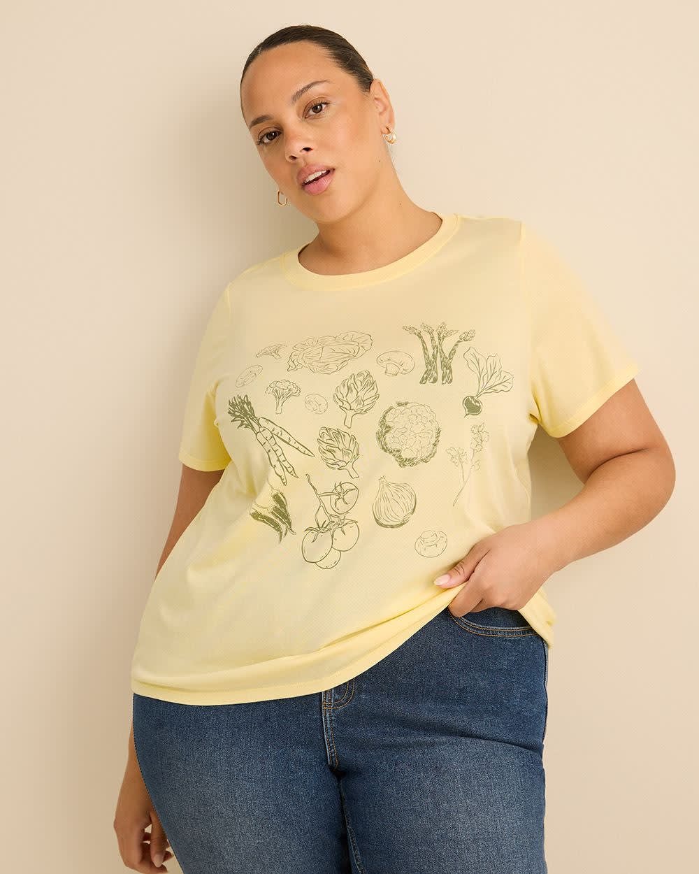 Crewneck Short-Sleeve Knit Top