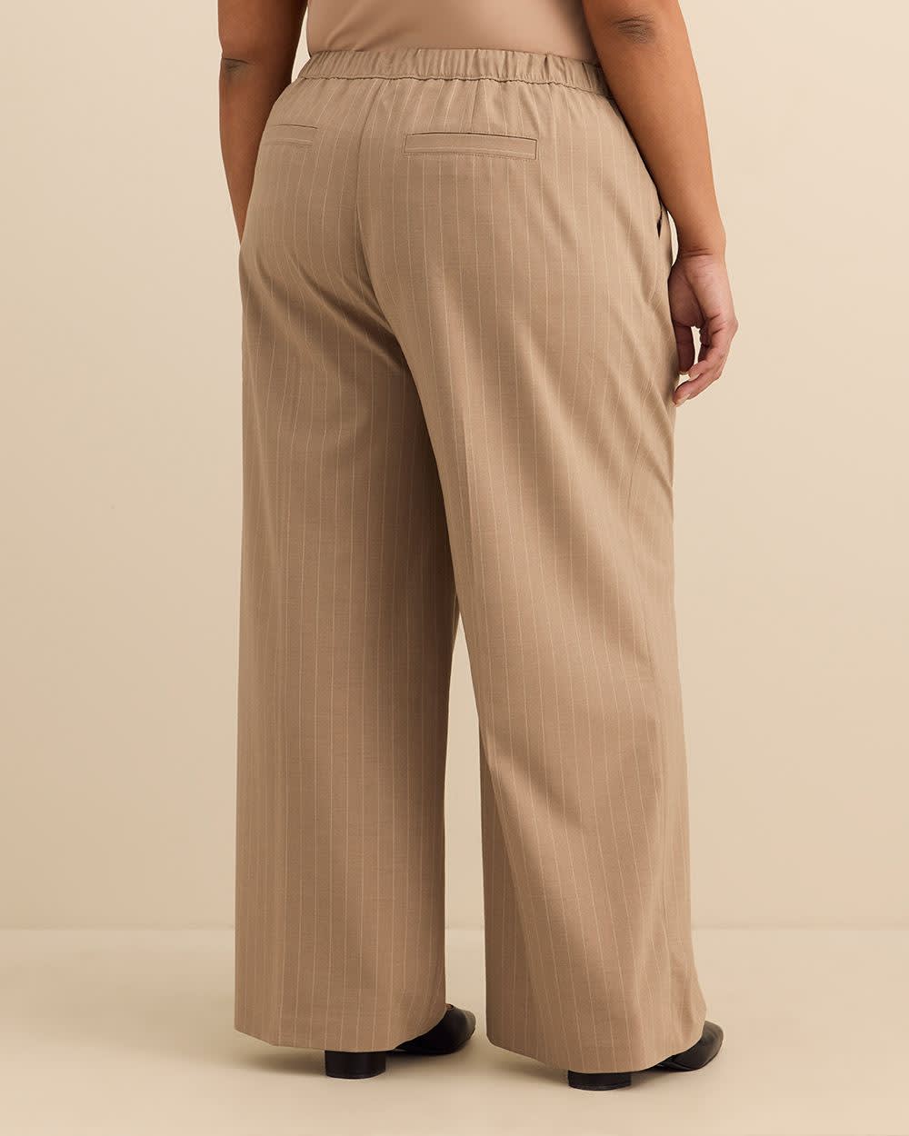 Striped Pull-On Wide-Leg Pant