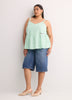 Linen Blend Swing Cami Blouse with Pintuck Detail