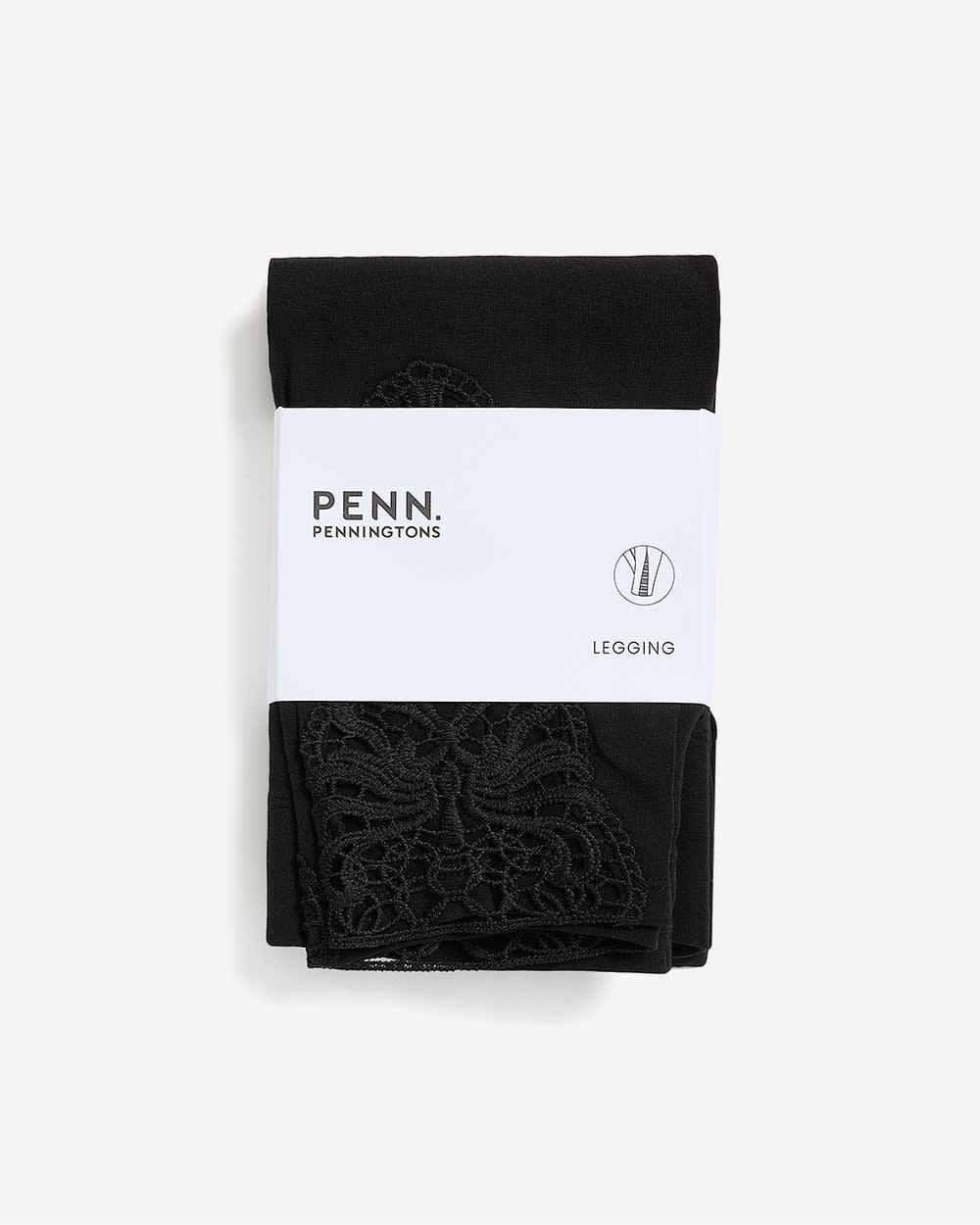 Black Fashion Legging with Crocheted Hem