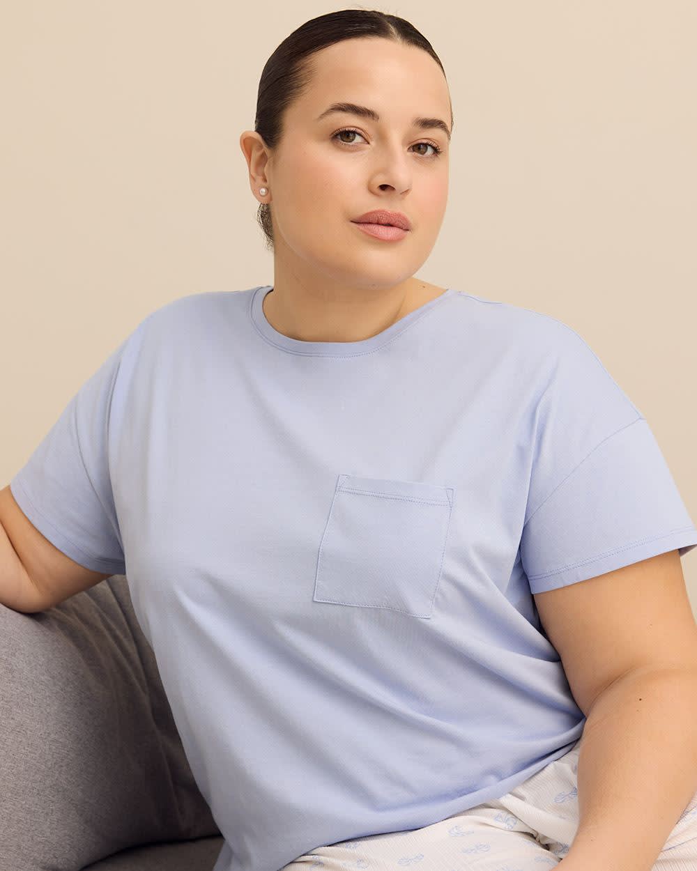 T-shirt de pyjama à manches courtes avec petite poche, coupe carrée - ti Voglio