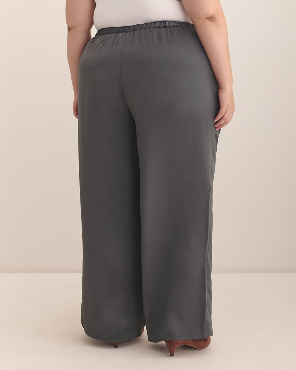 Penningtons Women's Wide Leg Pant – Satin, Pull-On, Slanted Pockets