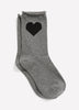 Grey Crew Socks with Heart Placement Print