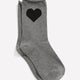 Grey Crew Socks with Heart Placement Print